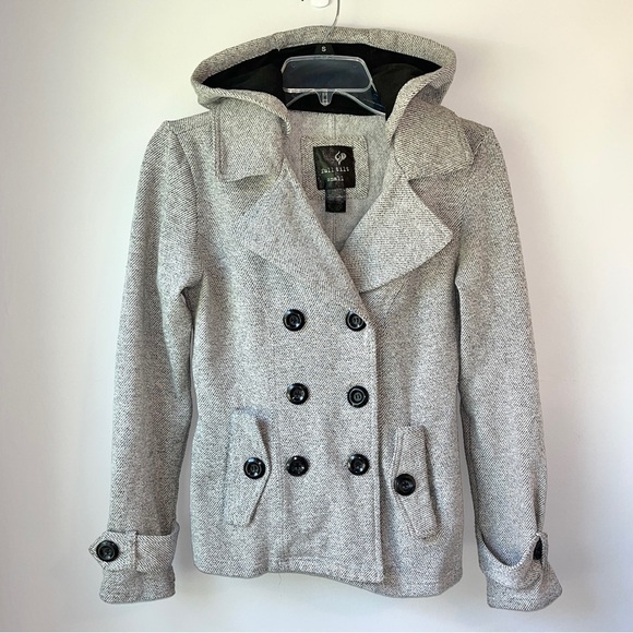 Full Tilt Grey Hooded Pea Coat - Picture 1 of 6